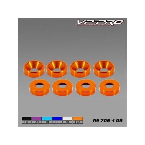 VP-Pro - Rondelle Svasate 4mm(Pz.8)  Orange