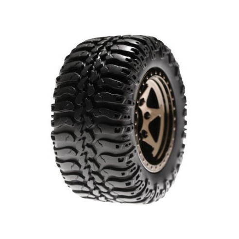 LOSI - Rear Wheels & Tires Mntd, Black Chrome(Pr):Mini-DT (Pz.2)