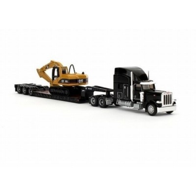 CAT- Camion PETERBILT 389 con Lowboy King Trail e Cat L 315C Escavatore scala 1:87