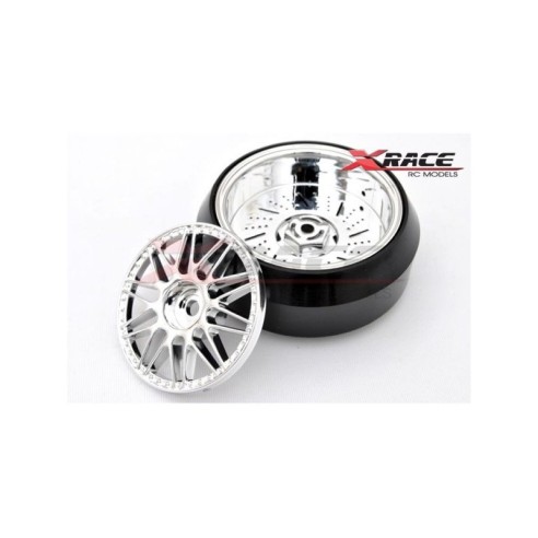 XRACE-- SET RUOTE DRIFT 1/10 CERCHIO ARGENTO