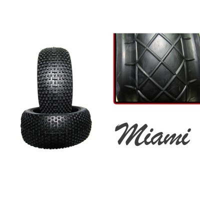 HOTRACE TIRES - Coppia di Gomme MIAMI ( SuperSoft) Incollate su Cerchio Bianco