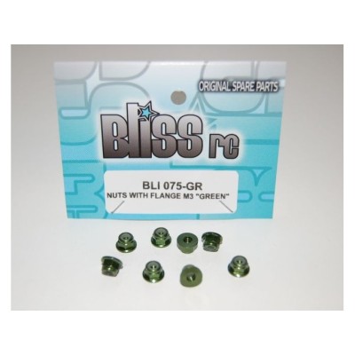 BlissRC - Dado autobloccante M3 Flangiato Verde (Pz.8)