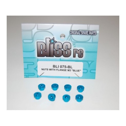 BlissRC - Dado autobloccante M3 Flangiato Blu (Pz.8)