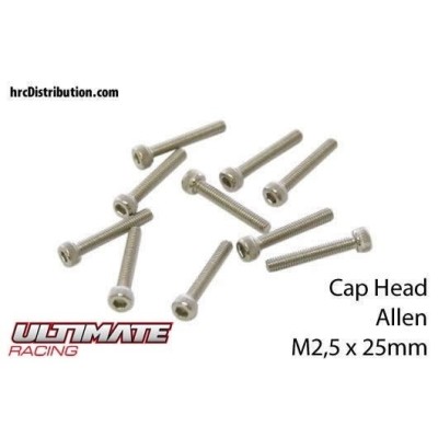 ULTIMATE RACING - Viti  Testa Cilindrica Hex  M2,5 x 25mm (10 pz.)