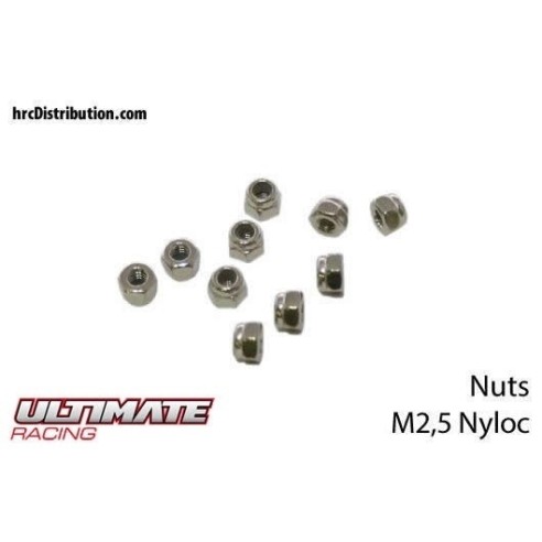 ULTIMATE RACING - Dadi Autobloccanti Nylon M2,5 (10 pz.)