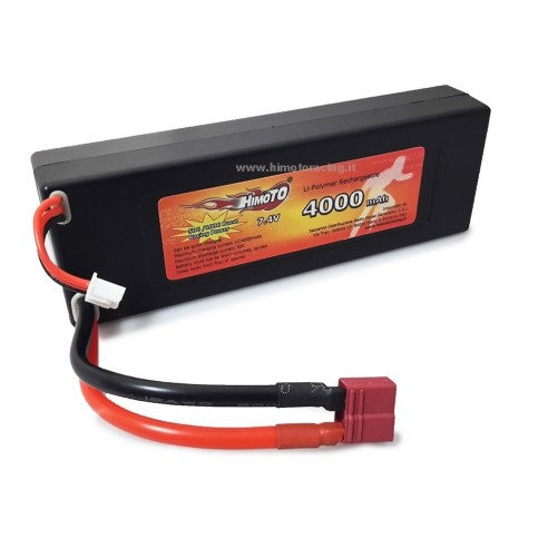 Himoto BATTERIA LiPo con cassa rigida di protezione 4000mAh 7,4V ( 2S- 2celle) Burst 100c Disch. 50c attacco T Plug