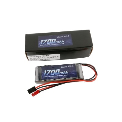 Gens ace-RX Pack NiMh 6.0V-1700 (Dual JR-JST plug) Straight