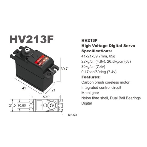 Batan - Servocomando HV213F-30 kg / 0,17 sec  High Voltage digitale