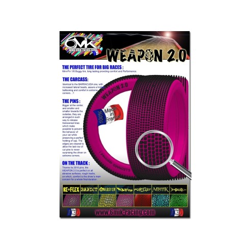 6MIK - Coppia gomme 1:8 Buggy Weapon 2.0 (0/18° Soft) incollate su cerchio Giallo (2)