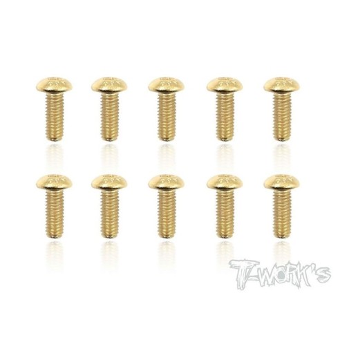 T-WORK'S-4x8mm VITI BOTTONE ACCIAO GOLD 10pz -GSS408B