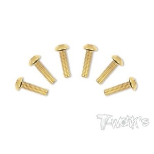 T-WORK'S-3x25mm VITI BOTTONE ACCIAO GOLD 6pz GSS325B