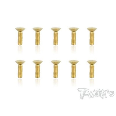 T-WORK'S-3x10mm VITI SVASATE ACCIAO GOLD 10pz GSS310C