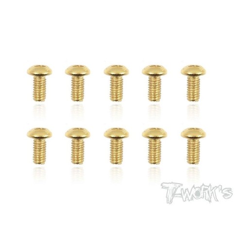 T-WORK'S-3x6mm VITI BOTTONE ACCIAO GOLD 10pz GSS306B