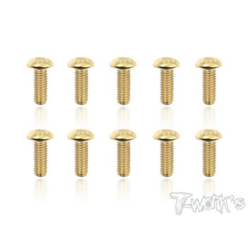 T-WORK'S-3x10mm VITI BOTTONE ACCIAO GOLD 10pz GSS310B