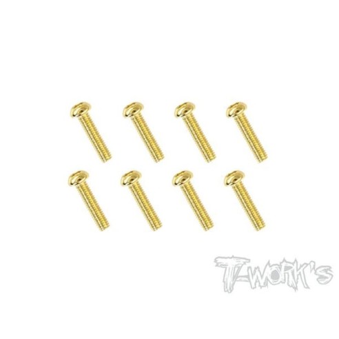 T-WORK'S-2.5x10mm VITI BOTTONE ACCIAO GOLD 8pz GSS2510B