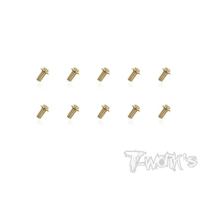 T-WORK'S-3x6mm VITI "UFO" ACCIAO GOLD 10pz GSS306U