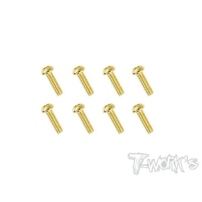 T-WORK'S-2.5x8mm VITI BOTTONE ACCIAO GOLD 8pz GSS2508B