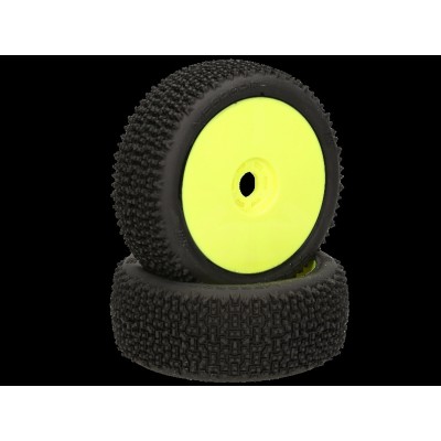 HB RACING -Megagrid Coppia gomme (Medie Bianche 1:8 Buggy) Montate Su cerchi giallo (2) 204291