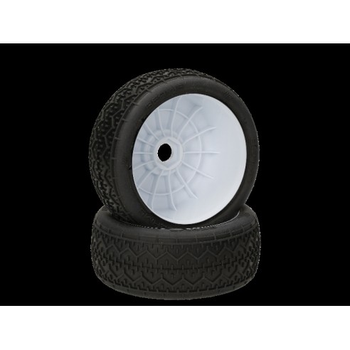 HB RACING -Beams Coppia gomme (Soft Red 1:8 Buggy) Montate Su cerchi Bianchi (2) 204305