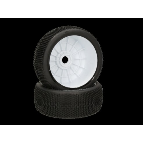 HB RACING -Megabite Coppia gomme (Medie Bianche 1:8 Buggy) Montate Su cerchi Bianchi (2) 204472