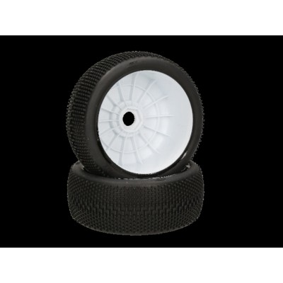 HB RACING -Megabite Coppia gomme (Medie Bianche 1:8 Buggy) Montate Su cerchi Bianchi (2) 204472