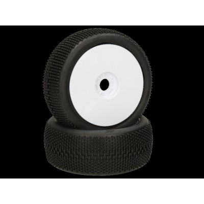 HB RACING -Megabite Coppia gomme (Medie Bianche 1:8 Buggy) Montate Su cerchi Bianchi (2) 204312