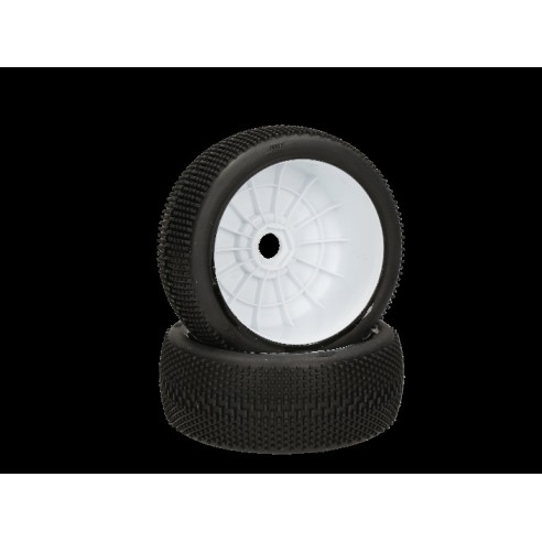 HB RACING -Megabite Coppia gomme (Medie Bianche 1:8 Buggy) Montate Su cerchi Bianchi (2) 204312