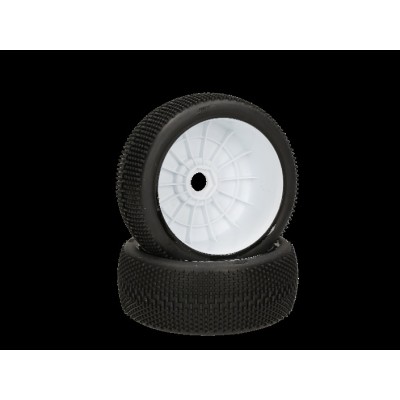 HB RACING -Megabite Coppia gomme (Medie Bianche 1:8 Buggy) Montate Su cerchi Bianchi (2) 204312