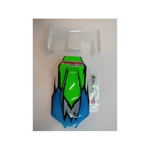 LC RACING-CARROZZERIA AEROGRAFATA + ALETTONE BUGGY 1/14 (PVC) L6053-4