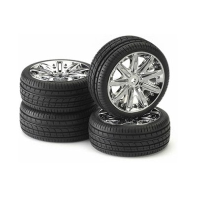 Ansmann Racing Set gomme Touring 1/10 Complrte di Cerchio Cromato 4 pz