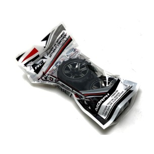 Coppia Gome Stadium Truck 1/10 Mounted su cerchi cromo nero Esagono 12mm (2)