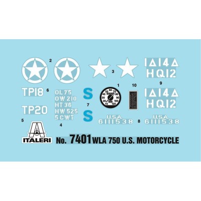 Italeri 7401 WLA 750 U.S. Motorcycle Scala 1 : 9(Kit di Montaggio plastica )