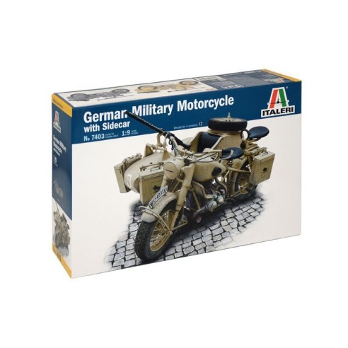 Italeri German Military Motorcycle with side car (Kit di Montaggio)-7403 - Scala 1 : 9