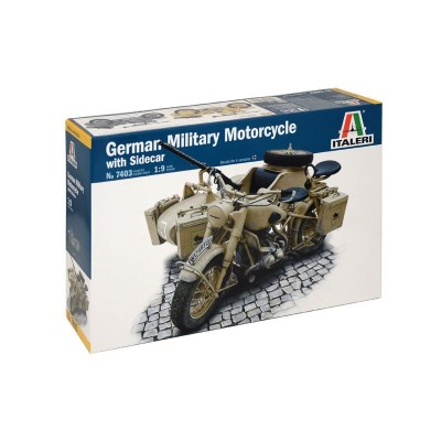 Italeri German Military Motorcycle with side car (Kit di Montaggio)-7403 - Scala 1 : 9