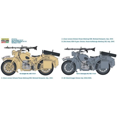 Italeri German Military Motorcycle with side car (Kit di Montaggio)-7403 - Scala 1 : 9