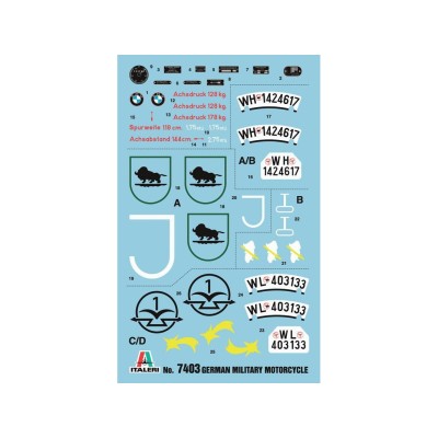 Italeri German Military Motorcycle with side car (Kit di Montaggio)-7403 - Scala 1 : 9