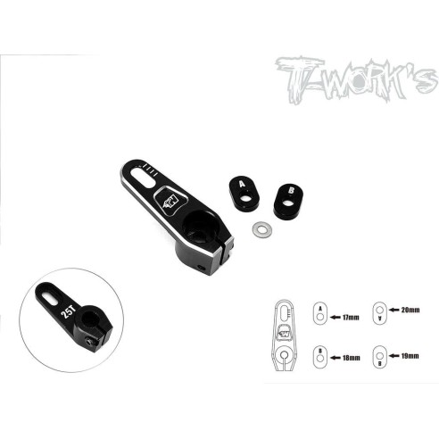 T-WORK'S Squadretta Servo ERGAL7075 Regolabile 25T +15 Level