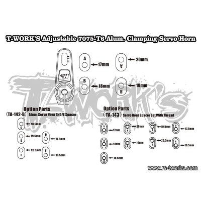 T-WORK'S Squadretta Servo ERGAL7075 Regolabile 23T +15 Level