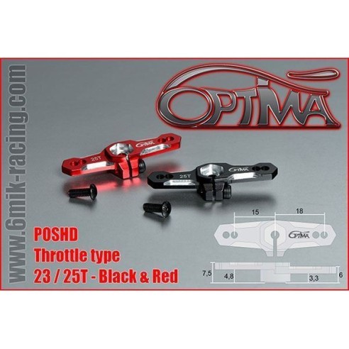 Optima  Squadretta servo alluminio 25T Rossa