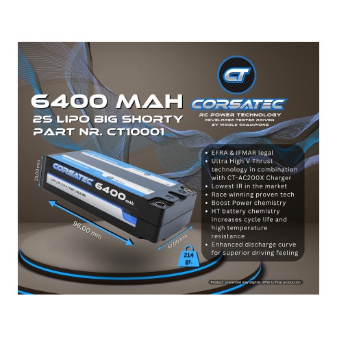 Corsatec Batteria Graphene HV+ Lipo 2s shorty 6400mah 138C  10001