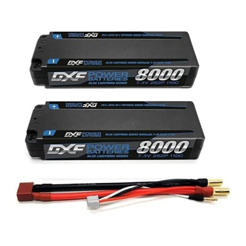 Coppia Batterie DXF Racing Lipo 2s 8000mAh 110C 7.4V Deans Plug
