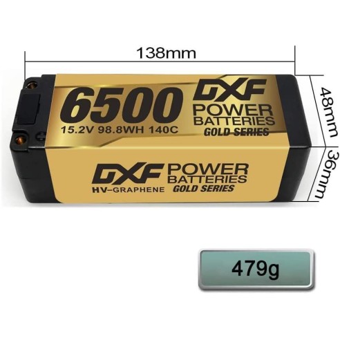 Batteria DXF Racing Lipo DXF High Voltage 4S 6500mAh 15,2 V 140C XT90 Spina