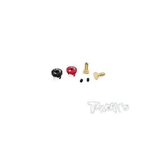 T-WORK'S Connettori gold 4mm con cappuccio rosso e nero per le due polarità positiva e negativa TW-EA040-4-RB