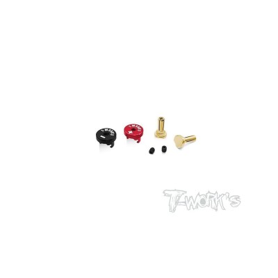 T-WORK'S Connettori gold 5mm con cappuccio rosso e nero per le due polarità positiva e negativa TW-EA040-5-RB
