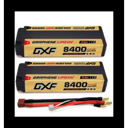 Coppia DXF Batterie 2S Lipo 8400 mAh 7,6 V 140 C Golden NGP