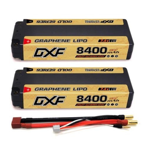 DXF Coppia Batterie 2S Lipo 8400 mAh 7,4 V 120 C Golden NGP