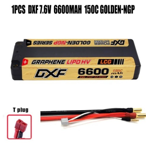DXF Batteria 2S Lipo 6600 mAh 7,6 V 150 C Golden NGP