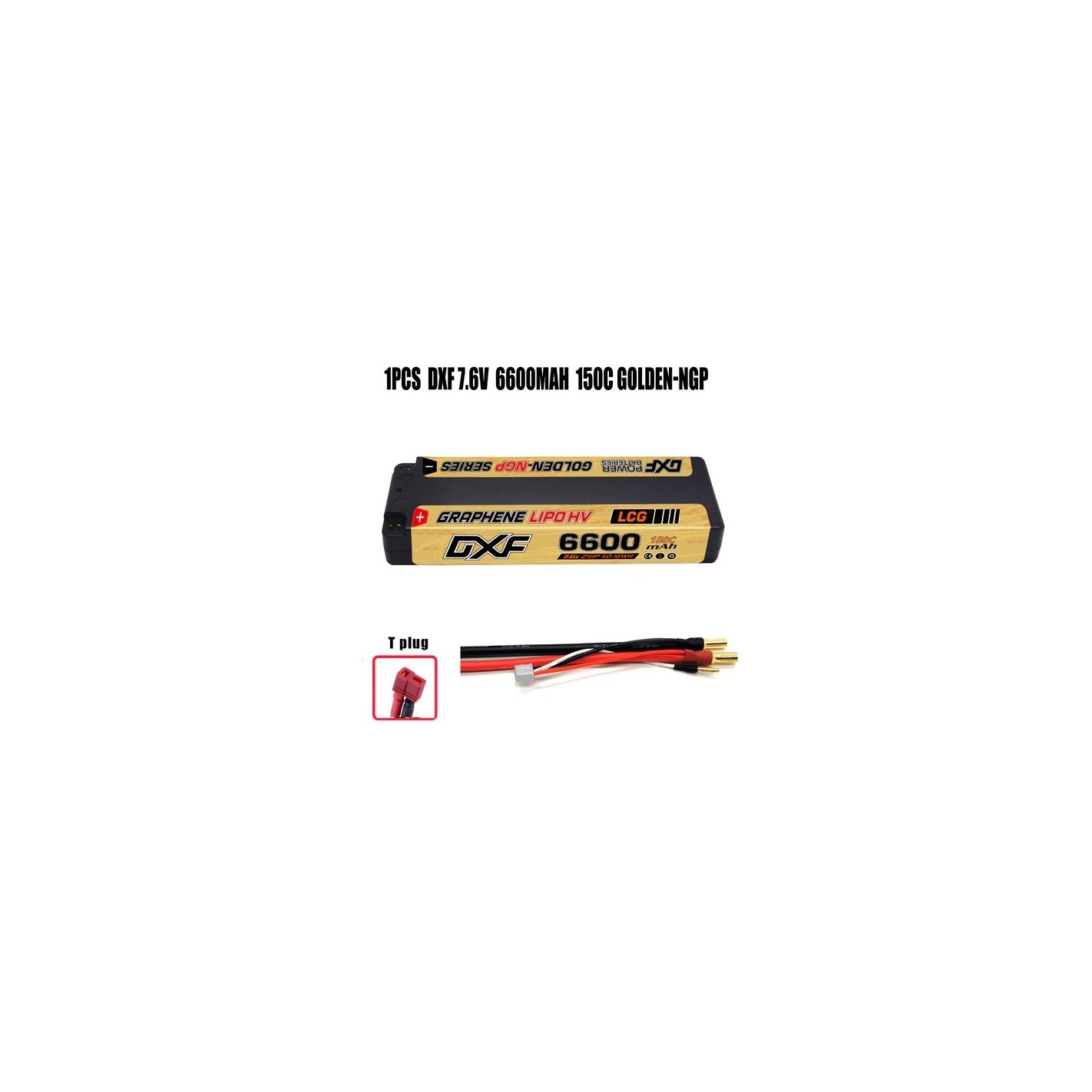 DXF Batteria LiPo 2S 7.6V 4400mAh 140C 5mm Golden NGP DXF Batteria LiPo 2S 7.6V 4400mAh 140C 5mm Golden NGP