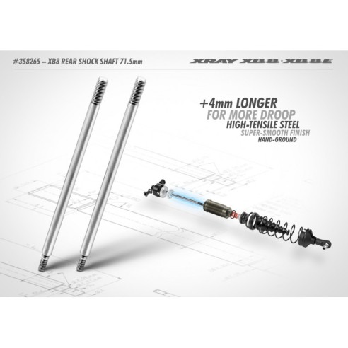 Ricambi Xray Xb8 Rear Shock Shaft 71.5mm (2) 358265