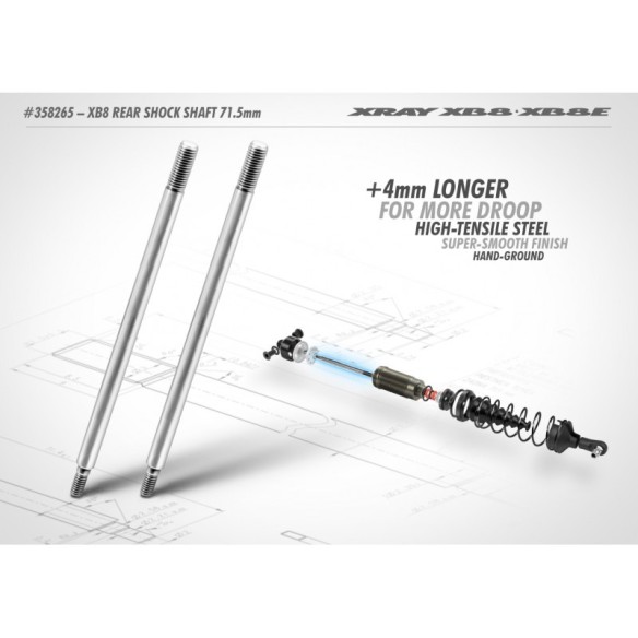 Ricambi Xray Xb8 Rear Shock Shaft 71.5mm (2) 358265